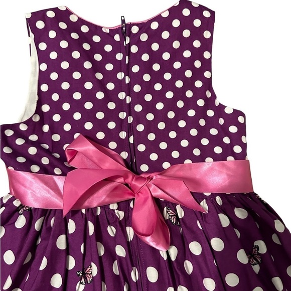 Bonnie Jean Purple Polka Dot Floral Dress Size 6X - Picture 4 of 6